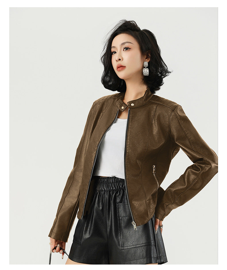 Women's outerwear leather jacket