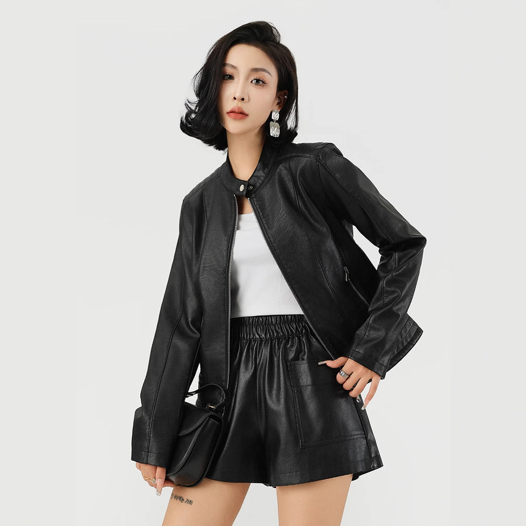Women's outerwear leather jacket