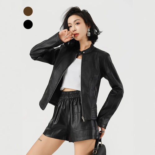 Women's outerwear leather jacket