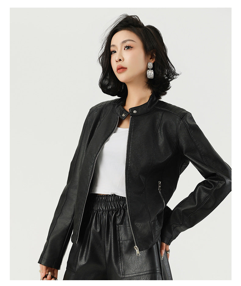 Women's outerwear leather jacket
